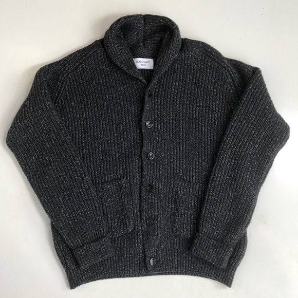 SOLD Our Legacy Shawl Collar Cardigan Grey Tweed - Picture 2 of 6